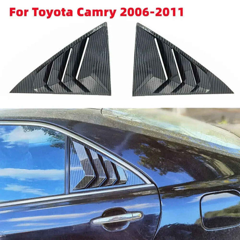 Car Craft Compatible With Toyota Camry 2006-2011 Car Rear Window Shutter Cover Louver Side Vent Trim Triangle Glossy Black