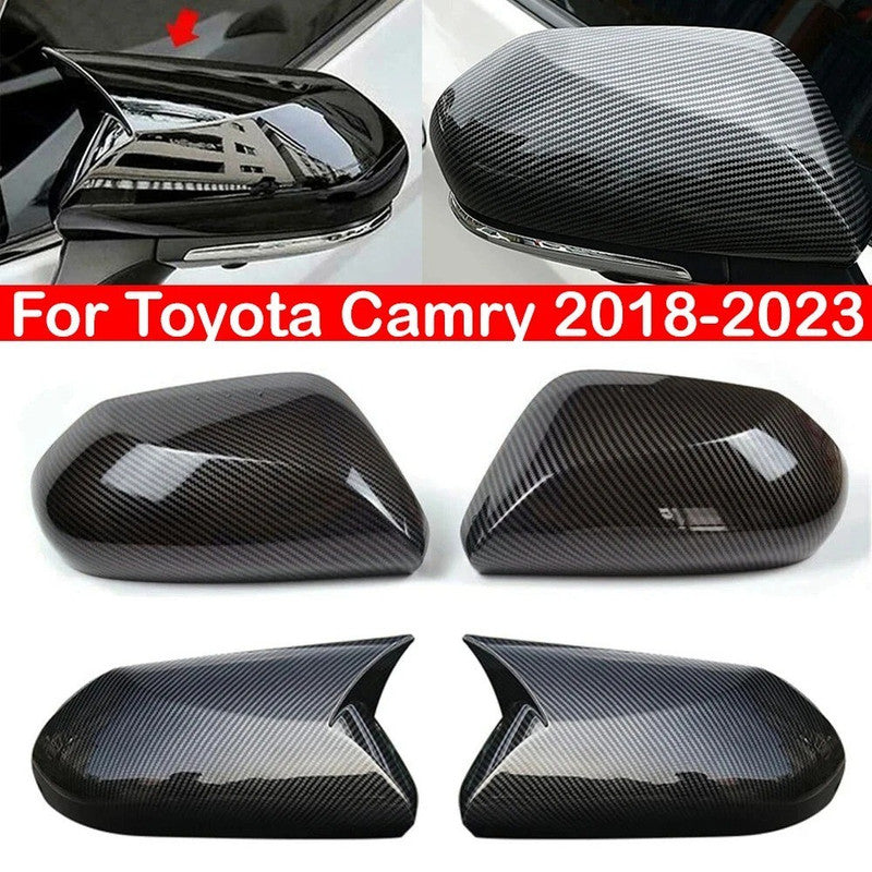 Car Craft Compatible With Toyota Camry 2018‑2025 Le Se Xle Xse Side Rear View Case Wing Cap Shell Housing Mirror Covers 3m Tape Pasting Style Carbon Fiber Look Model B CC-11527