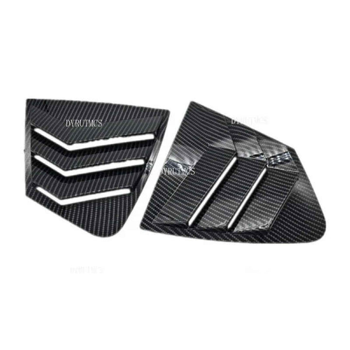 Car Craft Compatible With Honda City 2009-2013 Car Rear Window Shutter Cover Louver Side Vent Trim Triangle Glossy Black