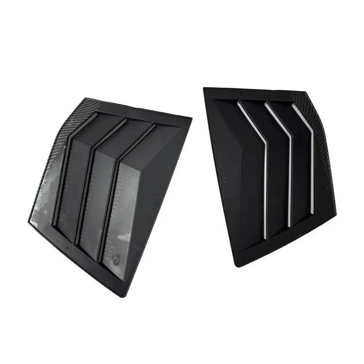 Car Craft Compatible With Honda City 2014-2019 Car Rear Window Shutter Cover Louver Side Vent Trim Triangle Glossy Black