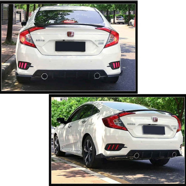 Car Craft Compatible With Honda Civic 2016-20219 Rear After Bumper Lip Diffuser Skirt Splitter Trim Black Model A