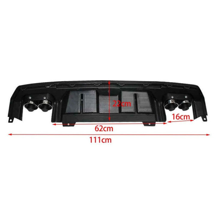 Car Craft Compatible With Honda Civic 2016-20219 Rear After Bumper Lip Diffuser Skirt Splitter Trim F1 Led Light Black Silver Model B