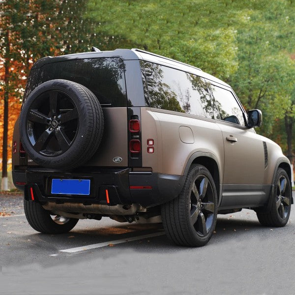Car Craft Compatible With Land Range Rover Defender 90 110 130 2020-2026 L663 Car Rear After Bumper Lip Skirts Splitter Diffuser With Led Light Rock Style Kt Design Carbon Fiber Look - CAR CRAFT INDIA