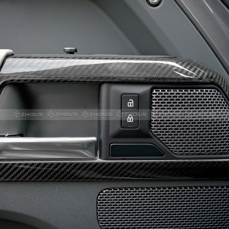 Car Craft Compatible With Range Land Rover Defender 90 110 130 L663 Lr129997 2020+ Car Interior Inner Pull Door Handle Trim Speaker Grill Cover Frame Trim Real Carbon Fiber