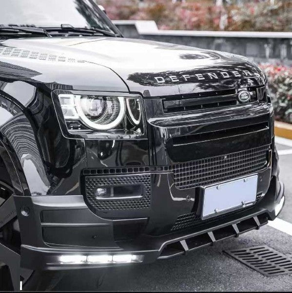 Car Craft Compatible With Land Range Rover Defender 90 110 130 2020-2026 L663 Front Bumper Lip Splitter Skirts Vent Kt Rock Design Ms Style 3 Led Carbon Fiber Look - CAR CRAFT INDIA