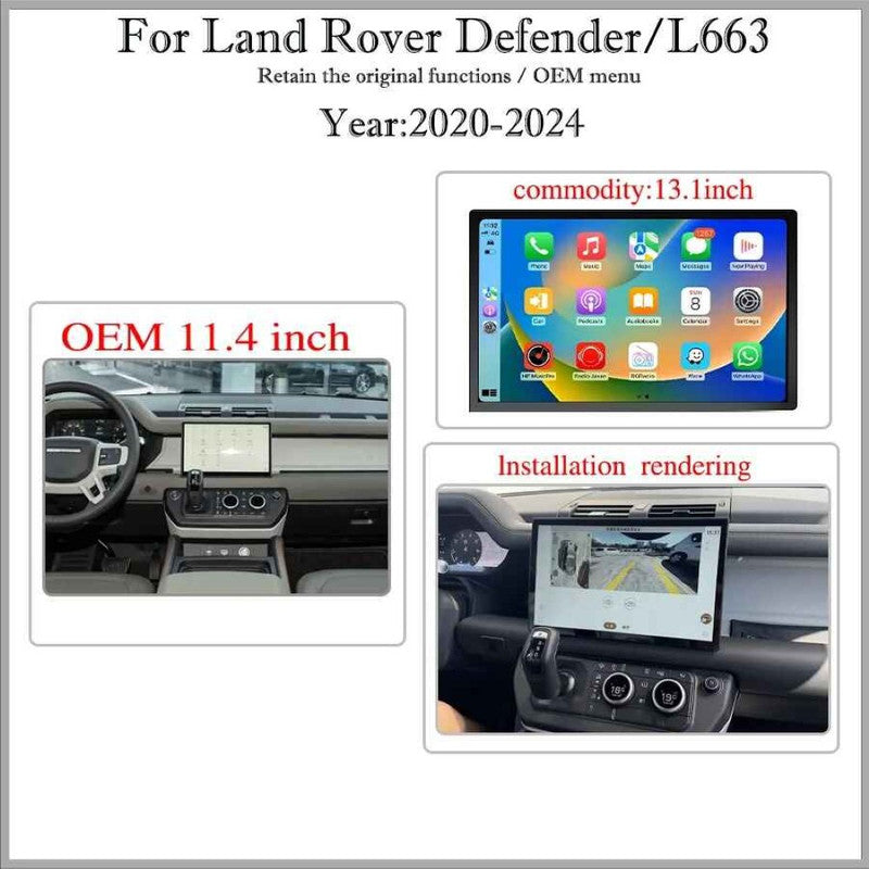 Car Craft Compatible With Range Land Rover Defender 90 110 130 L663 2020-2024 Android Multimedia Infotainment Touchscreen Touch Dvd Player Wireless Carplay Android Auto 4gb +64gb 13.3 Inch