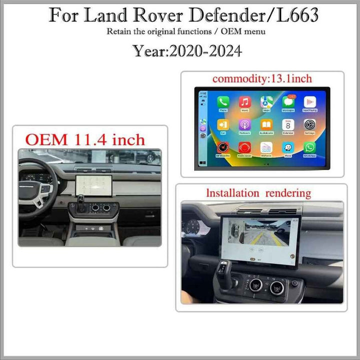 Car Craft Compatible With Range Land Rover Defender 90 110 130 L663 2020-2024 Android Multimedia Infotainment Touchscreen Touch Dvd Player Wireless Carplay Android Auto 4gb +64gb 13.3 Inch