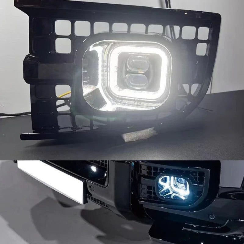 Car Craft Compatible With Range Land Rover Defender L663 2020-2025 90 110 130 Upgrade Convertion Bodykit Urban U Style Front Bumper Fog Lamp Light Gril Cover Trim