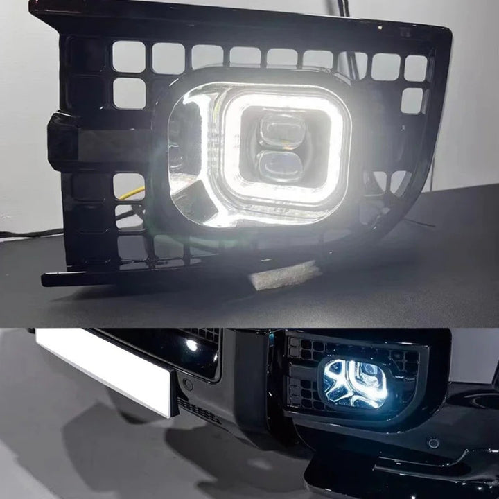 Car Craft Compatible With Range Land Rover Defender L663 2020-2025 90 110 130 Upgrade Convertion Bodykit Urban U Style Front Bumper Fog Lamp Light Gril Cover Trim