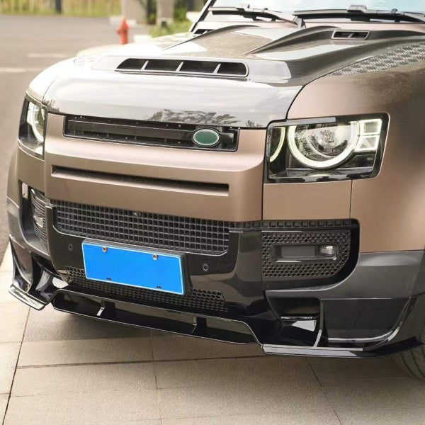 Car Craft Compatible With Land Range Rover Defender 90 110 130 2020-2026 L663 Front Bumper Lip Splitter Skirts Vent Kt Rock Design Ms Style Carbon Fiber Look - CAR CRAFT INDIA