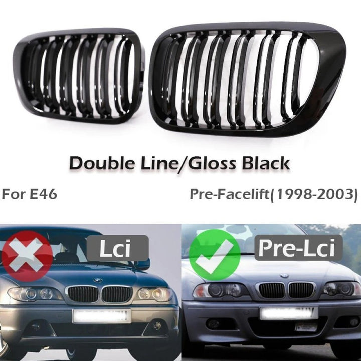 Car Craft Compatible With Bmw 3 Series E46 1998-2004 Upgrade Front Bumper Show Grill Glossy Black 2 Door - CAR CRAFT INDIA