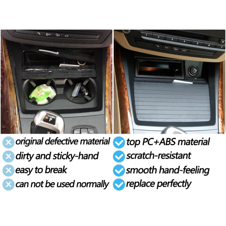 Car Craft Compatible With Bmw X5 E70 2008-2013 X6 E71 E72 2008-2014 Front Center Console Water Cup Drink Holder Decorative Cover Panel Bezel 51166956756 Black - CAR CRAFT INDIA