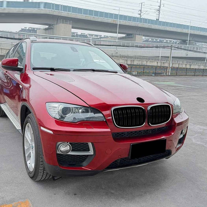 Car Craft Compatible With Bmw X5 E70 X6 E71 2006-2013 Front Bumper Show Gril Glossy Black Dual Line With Led Light
