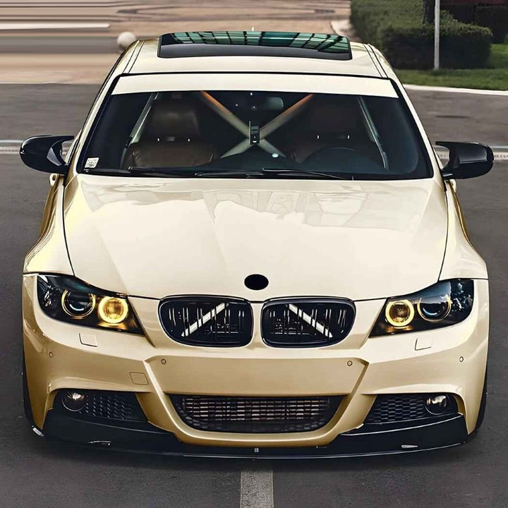 Car Craft Compatible With Bmw 3 Series E90 Lci 2009-2012 Front Bumper Show Mesh Grill Dual Double Line Bar Zst-1360 Gb Glossy Black - CAR CRAFT INDIA