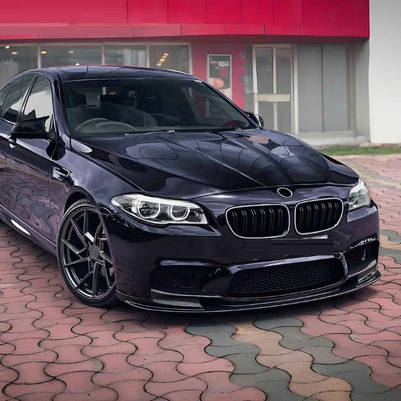 Car Craft Compatible With Bmw 5 Series F10 2010-2017 Front Bumper Show Mesh Grill Single Line Bar Illuminated Led Light Zst-1426 Led Single Glossy Black - CAR CRAFT INDIA