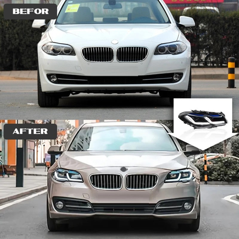 Car Craft Compatible With Bmw 5 Series F10 2010-2013 Car Front Upgraded Head Light Lamp Xenon Headlight Retrofit Upgrade Modified Led Drl Hid Light G30 Laser Style - CAR CRAFT INDIA