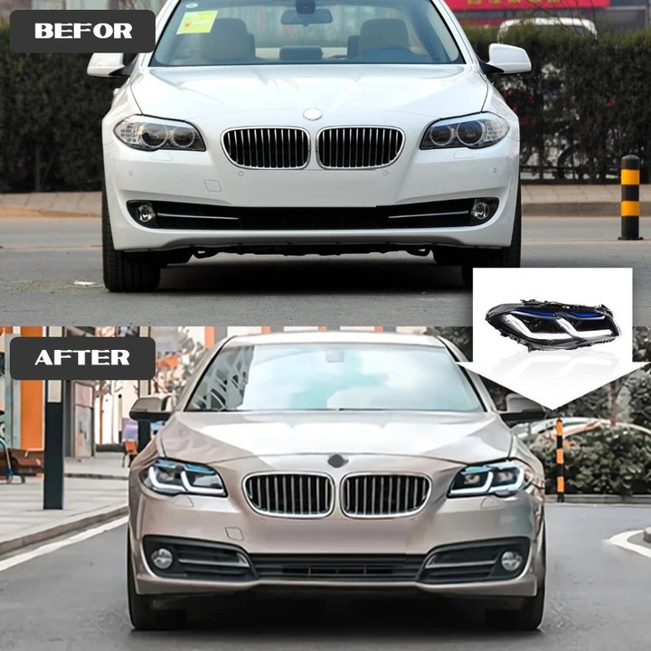 Car Craft Compatible With Bmw 5 Series F10 2010-2013 Car Front Upgraded Head Light Lamp Xenon Headlight Retrofit Upgrade Modified Led Drl Hid Light G30 Laser Style - CAR CRAFT INDIA