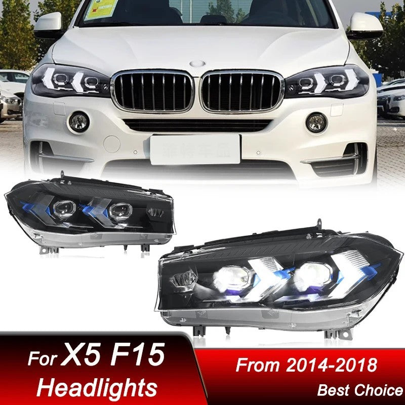 Car Craft Compatible With Bmw 5 X5 F15 2014-2018 Car Front Upgraded Head Light Lamp Xenon Headlight Retrofit Upgrade Modified Led Drl Hid Light G05 Laser Style - CAR CRAFT INDIA