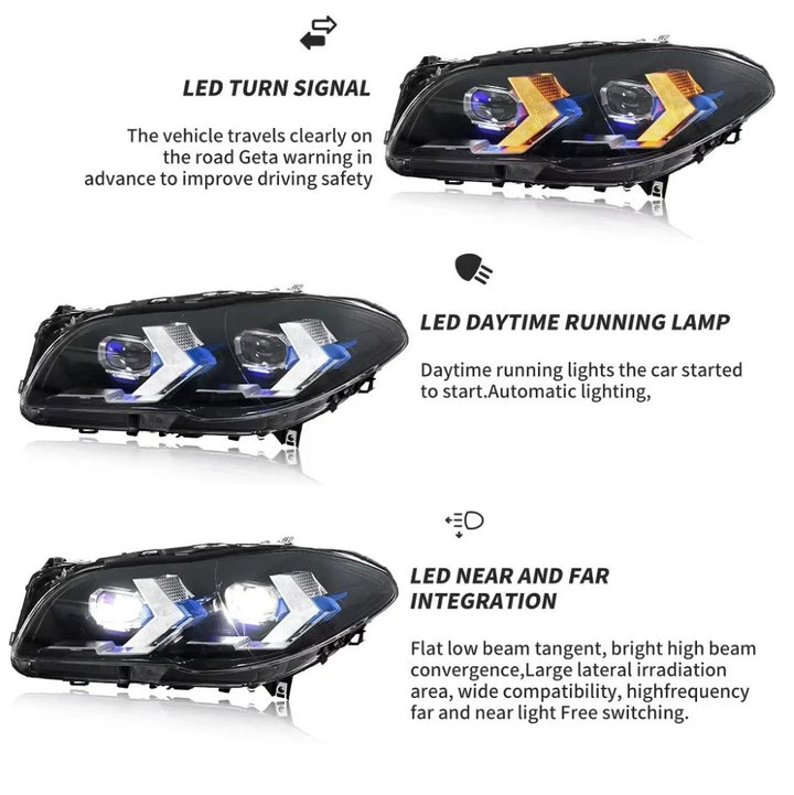 Car Craft Compatible With Bmw 5 Series F10 2010-2014 Car Front Upgraded Head Light Lamp Xenon Headlight Retrofit Upgrade Modified Led Drl Hid G60 Style CC-7947 - CAR CRAFT INDIA