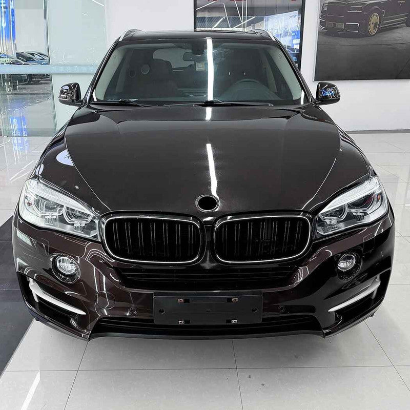 Car Craft Compatible With Bmw X5 F15 X6 F16 2014-2018 Front Bumper Show Gril Glossy Black Dual Line With Led Light