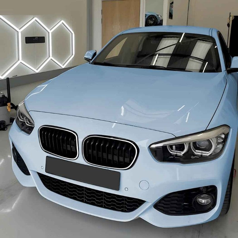 Car Craft Compatible With Bmw 1 Series F20 Lci 2015-2019 Front Bumper Illuminated Led Light Show Mesh Grill Dual Line Led Light Zst-1328 Dual Led Glossy Black - CAR CRAFT INDIA