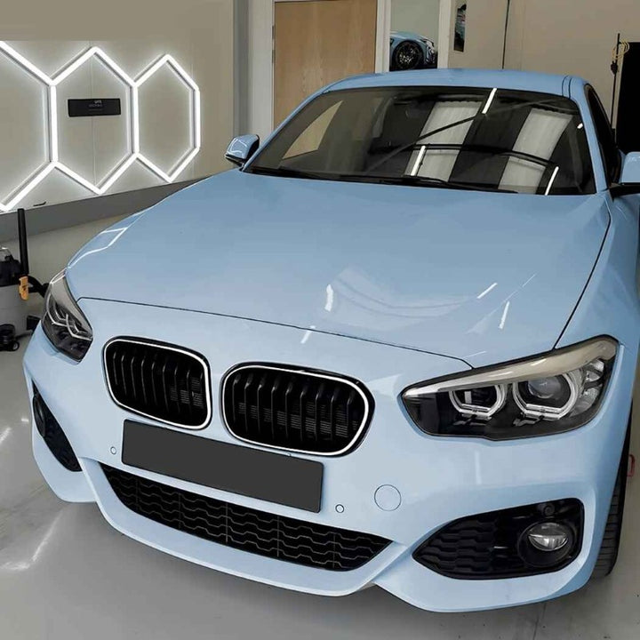 Car Craft Compatible With Bmw 1 Series F20 Lci 2015-2019 Front Bumper Illuminated Led Light Show Mesh Grill Dual Line Led Light Zst-1328 Dual Led Glossy Black - CAR CRAFT INDIA