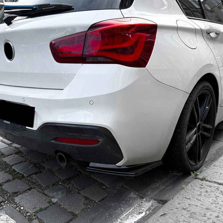 Car Craft Compatible With Bmw 1 Series F20 Lci 2015-2019 M Sport Rear After Bumper Lip Splitter Skirts Zst-1130 Gb Glossy Black