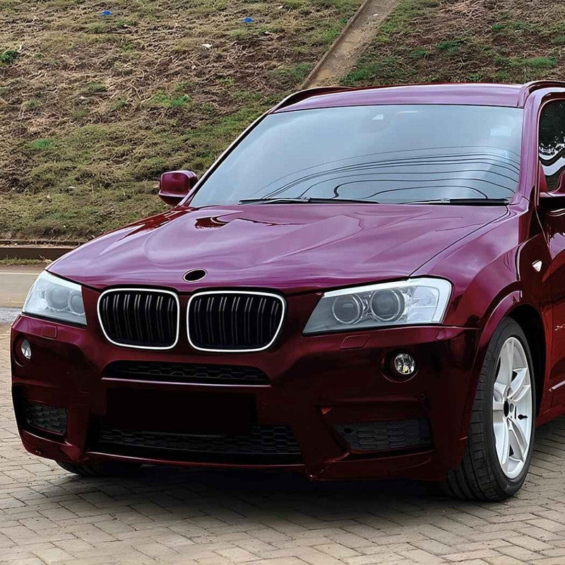 Car Craft Compatible With Bmw X3 F25 2011-2013 Front Bumper Show Gril Glossy Black Single Line With Led Light
