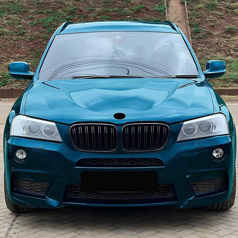 Car Craft Compatible With Bmw X3 F25 2011-2013 Front Bumper Show Gril Glossy Black Single Line