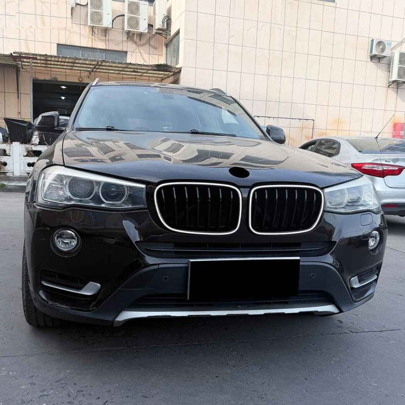 Car Craft Compatible With Bmw X3 F25 Lci 2014-2017 Front Bumper Show Gril Glossy Black Single Line With Led Light