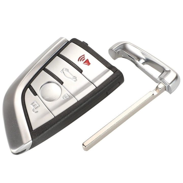 Car Craft Compatible With Bmw 1 2 3 4 5 6 7 X1 X3 X4 X5 X6 X7 Z4 Series Upgrade Key Cover Case To New Style Car Key Cover Shell With Blade 4 Button Silver Bm-ks-42