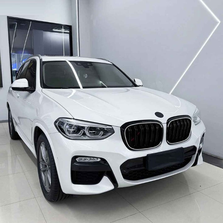 Car Craft Compatible With Bmw X3 G01 X4 G02 Pre-facelift 2018-2022 Front Bumper Illuminated Led Light Show Mesh Grill Double Line Bar Zst-1461 Dual Led Glossy Black - CAR CRAFT INDIA