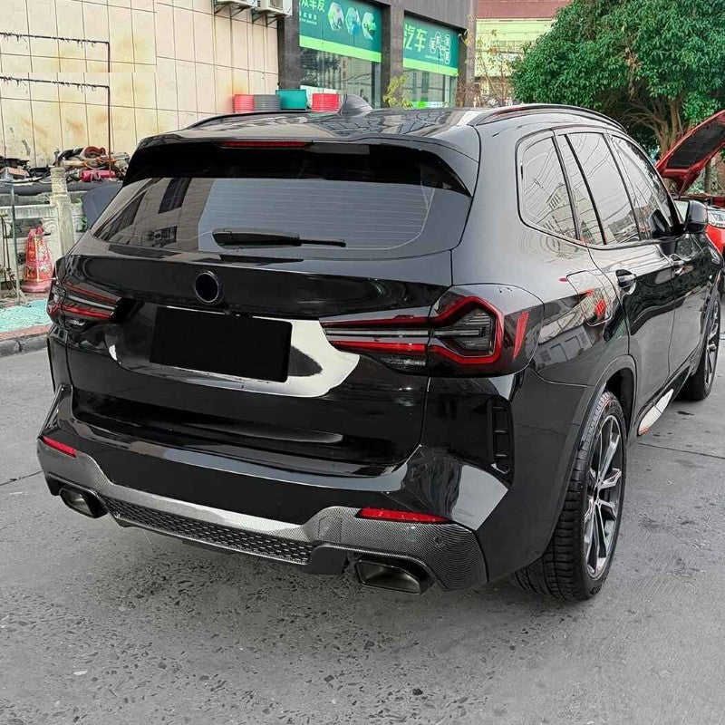 Car Craft Compatible With Bmw X3 G01 Lci 2022-2025 Rear M Sport Bumper Lip Splitter Skirts Diffuser Zst-1460 Cf Carbon Fiber Look - CAR CRAFT INDIA