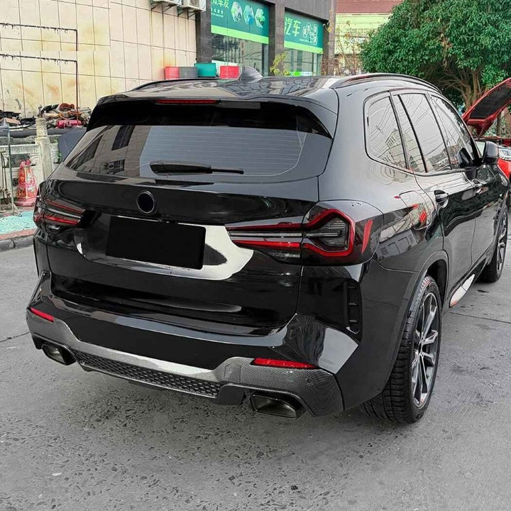 Car Craft Compatible With Bmw X3 G01 Lci 2022-2025 Rear M Sport Bumper Lip Splitter Skirts Diffuser Zst-1460 Gb Glossy Black - CAR CRAFT INDIA