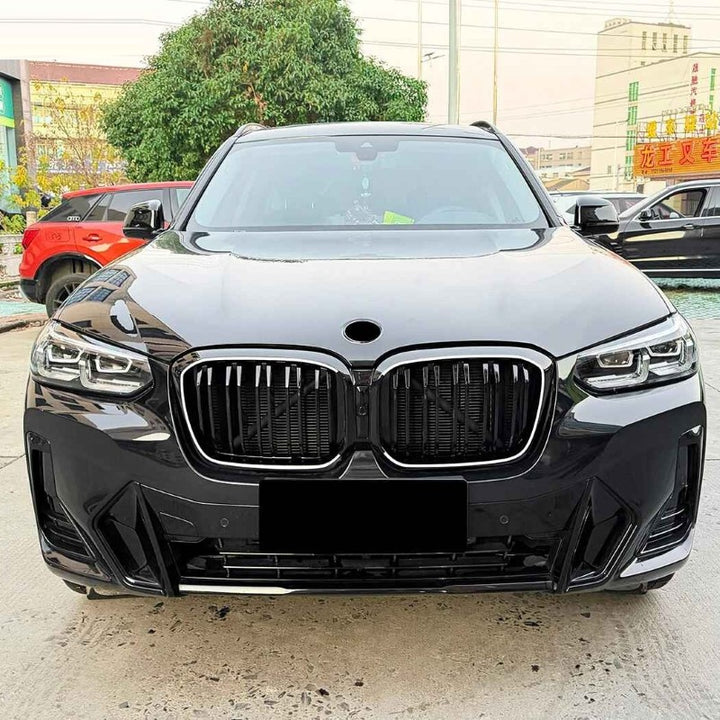 Car Craft Compatible With Bmw X3 G01 X4 G02 Lci 2022-2024 Front Bumper Illuminated Led Light Show Mesh Grill Single Line Bar Zst-1462 Single Led Glossy Black - CAR CRAFT INDIA