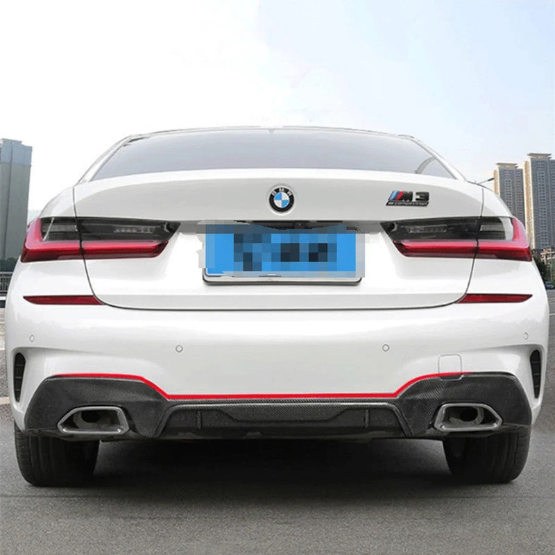 Car Craft Compatible With Bmw 3 Series G20 G28 2019-2022 M Sport M Performance Mp M Tech Bumper Rear After Lip Diffuser Skirt Trim Lip Square Gc G20/28-015 Gloss Black