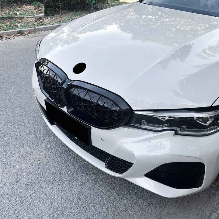 Car Craft Compatible With Bmw 3 Series G20 G21 Pre-facelift 2019-2022 Front Bumper Show Gril Diamond Silver Black