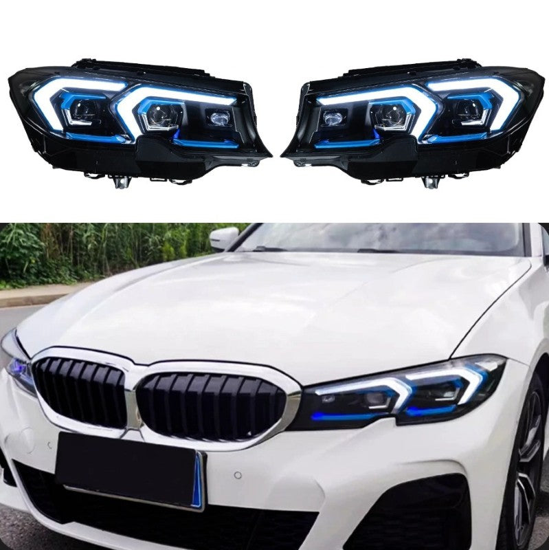 Car Craft Compatible With Bmw 3 Series G20 G28 2019-2022 Car Front Upgraded Head Light Lamp Xenon Headlight Retrofit Upgrade Modified Led Drl Hid Light Lci Laser Style - CAR CRAFT INDIA