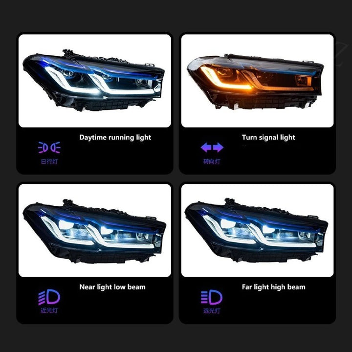 Car Craft Compatible With Bmw 5 Series G30 G38 2021-2024 Car Front Upgraded Head Light Lamp Xenon Headlight Retrofit Upgrade Modified Led Drl Hid Light Lci Laser Style - CAR CRAFT INDIA
