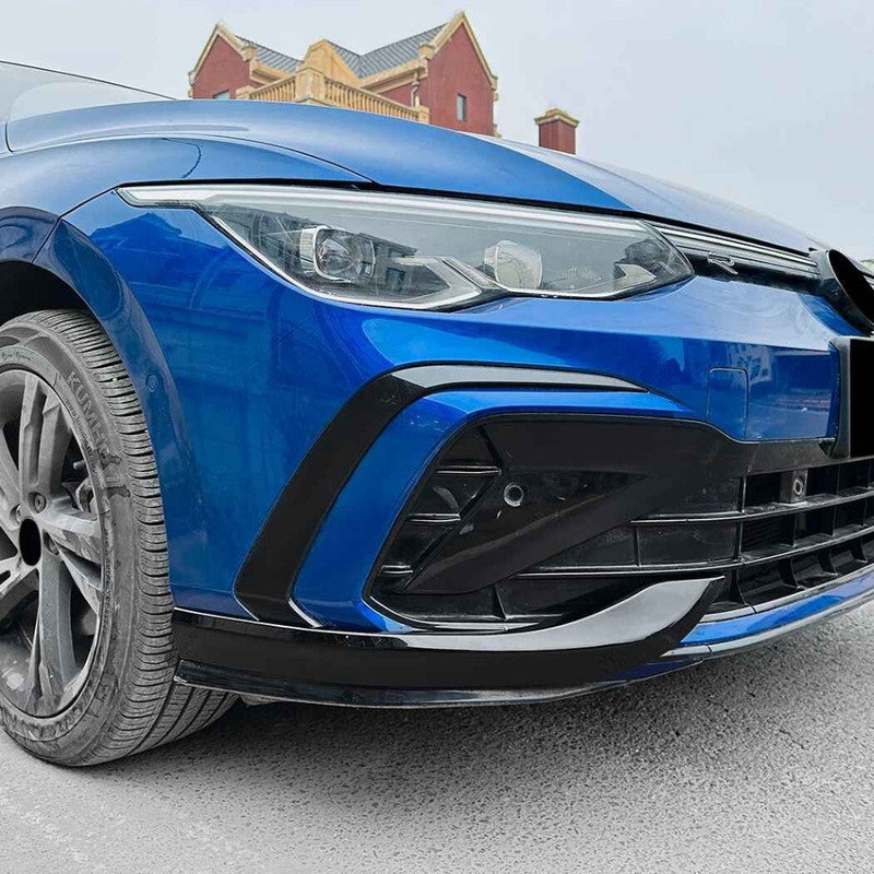 Car Craft Compatible With Volkswagen Vw Golf Mk 8 Gti 2020-2024 Gti Rline Front Bumper Lip Splitter Skirts Trim Wing Flag Zst-1101 Gb Glossy Black Usa - CAR CRAFT INDIA