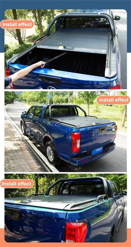 Car Craft Compatible With Isuzu D-max V Cross 2019-2025 Shutter Rear Truck Bed Retractable Lid Tonneau Tray Cover Roller Back Rear Hand Manual Controlled By Manual Push-pull Rope - CAR CRAFT INDIA