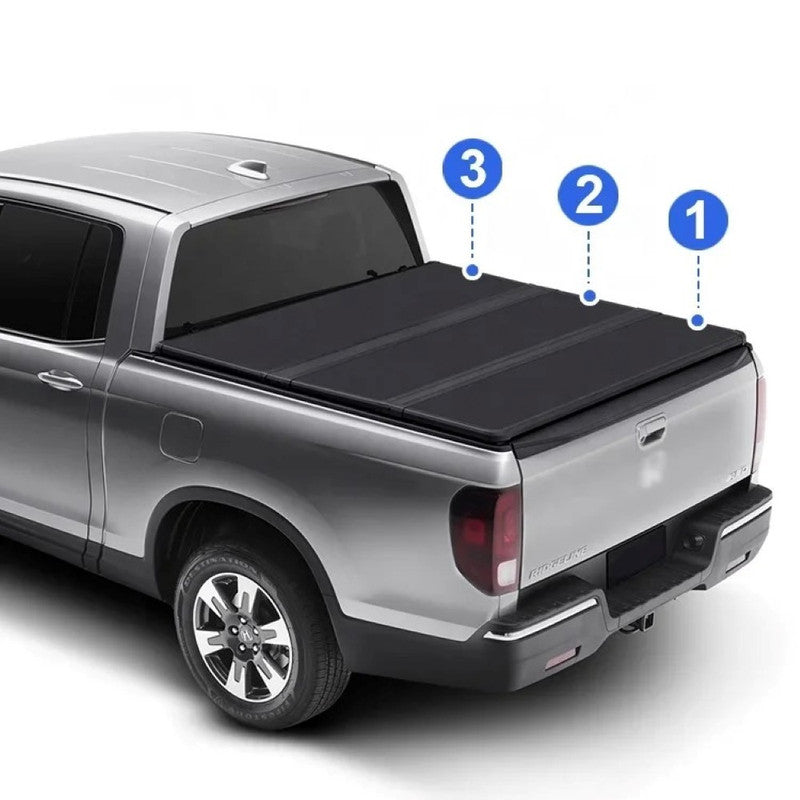 Car Craft Compatible With Isuzu D-max V Cross 2019-2025 Shutter Rear Truck Bed Retractable Lid Tonneau Tray Cover Roller Back Rear Hand Controlled By Hand Manaul Tri Fold Folding - CAR CRAFT INDIA