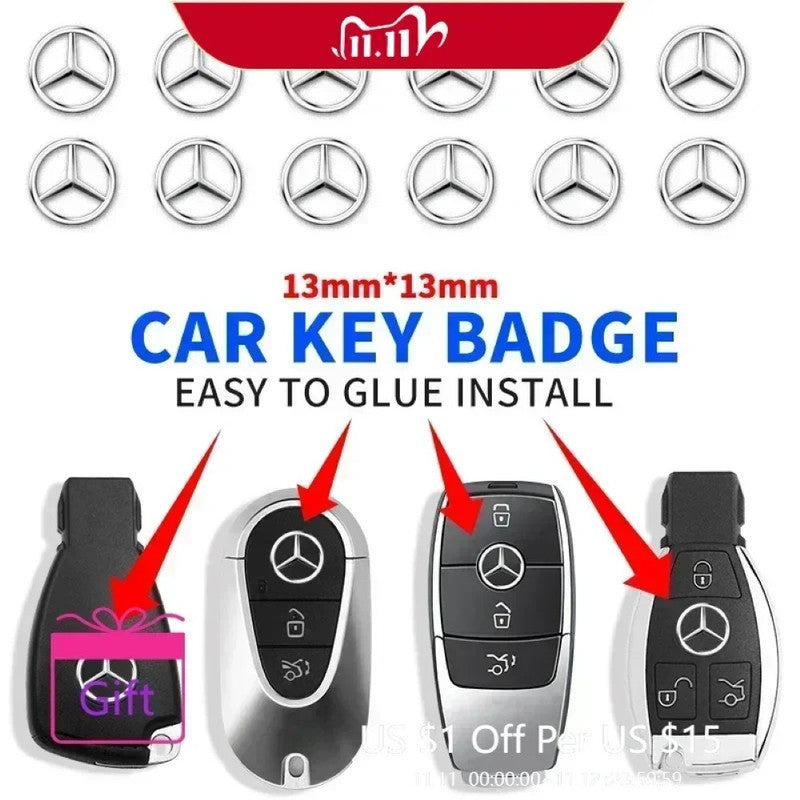 Logo Craft Compatible With Mercedes A B C E S Class W176 W177 W204 W205 W206 W212 W213 W221 W222 W223 Ml Gl Gle Gls W166 W167 Glc W253 W254 Gla W156 Cla W117 Car Key Cover Logo Emble Badge 13mm 3 Pin