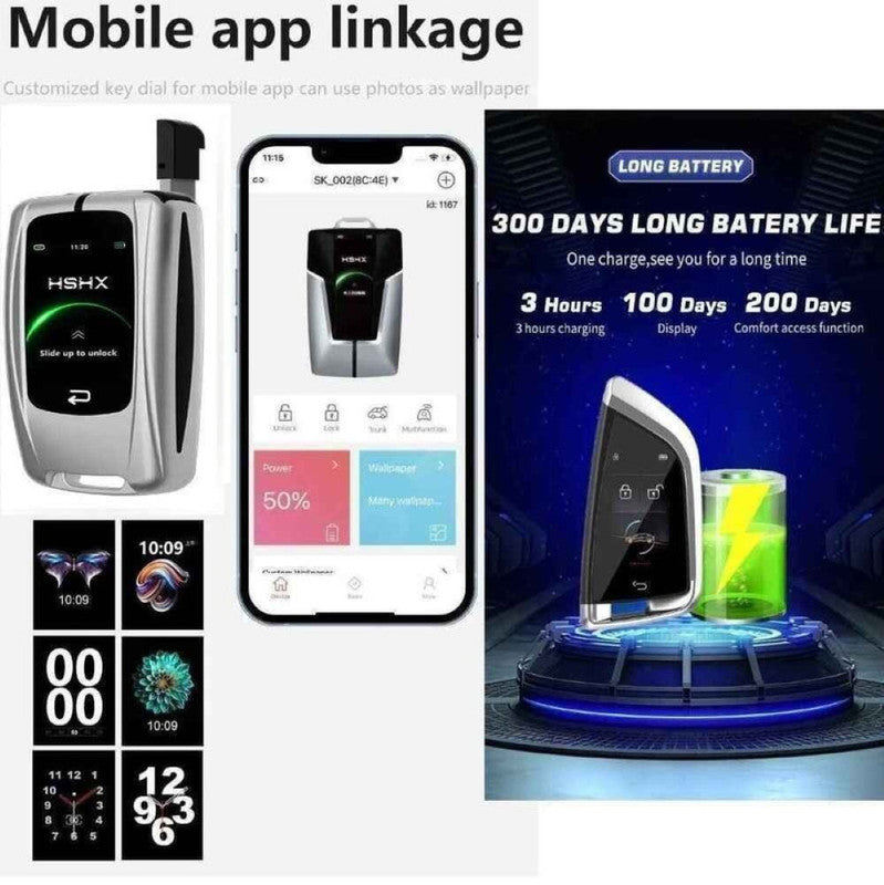 Car Craft Compatible With Audi Bmw Mercedes Jaguar Range Rover Porsche Volkswagen Skoda Volvo Jeep Maruti Toyota Bentley Ferrari Lamborghini Mini Cooper Lcd Led Smart Keyless Key Sk11 Black CC-11280