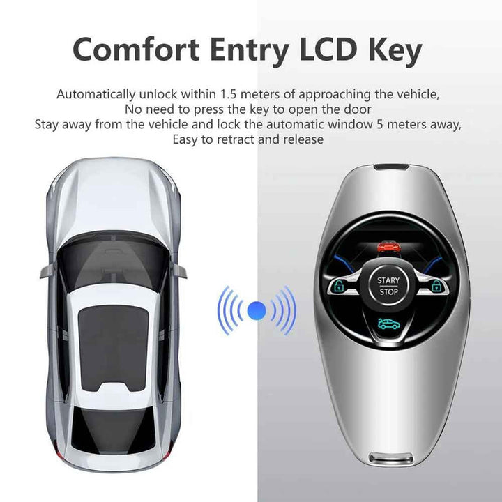 Car Craft Compatible With Audi Bmw Mercedes Jaguar Range Rover Porsche Volkswagen Skoda Volvo Nissan Jeep Maruti Toyota Hyndai Bentley Ferrari Lamborghini Mini Cooper Lcd Led Smart Keyless Key Sk11 Silver