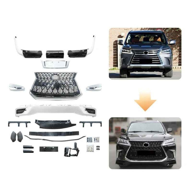 Car Craft Compatible With Toyota Lexus Lx570 2016-2021 Upgrade Facelift Convert To Lx570 Trd Sport Style Bodytkit Front Rear Lip Skirt Splitter Grill Mirror Cover F069