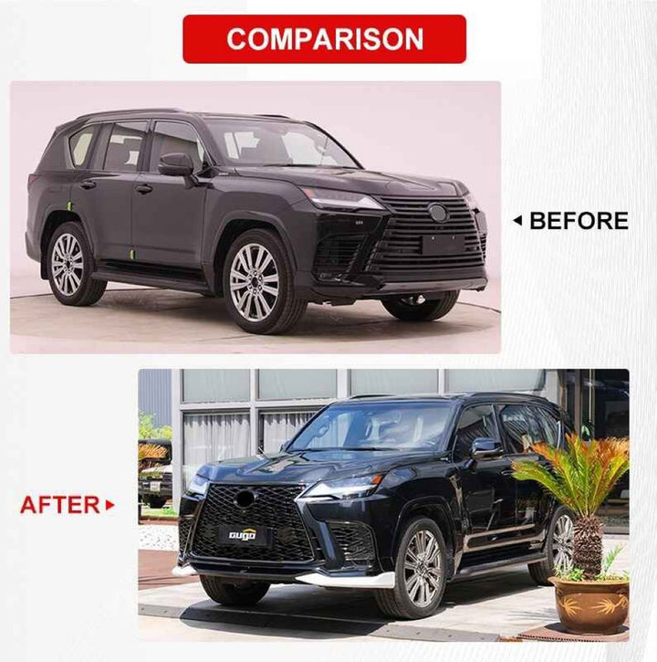 Car Craft Compatible With Toyota Lexus Lx600 2022+ Low Version Upgrade Facelift Convert To Lx600 F Sport Style Bodytkit Front Rear Lip Skirt Splitter F196