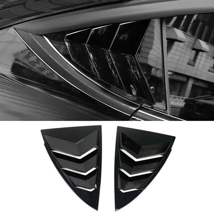 Car Craft Compatible With Tesla Model 3 Model Y 2017-2026 Car Rear Window Shutter Cover Louver Side Vent Trim Triangle Glossy Black
