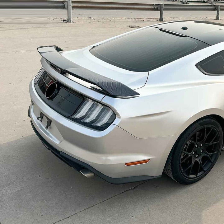 Car Craft Compatible With Ford Mustang 2015-2021 Trunk Wing Lip Boot Rear Spoiler Gt Style Zst-1030 Cf Carbon Fiber Look - CAR CRAFT INDIA