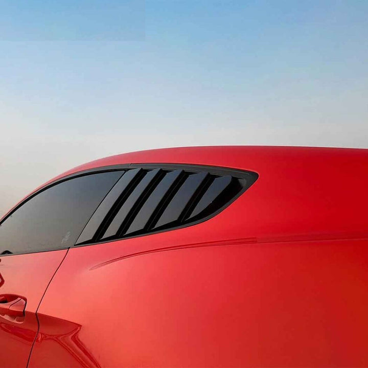 Car Craft Compatible With Ford Mustang 2015-2023 Car Rear Window Louvers Sticker Triangle Window Shade Shutter Side Vent Spoiler Zst-1142 Gb Glossy Black - CAR CRAFT INDIA